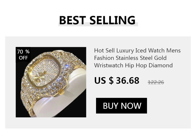 Relógio De Diamante Dos Homens UNIGUET Marca Hip Hop Iced Out Bling Jóias Quadrado Relógio De Pulso.